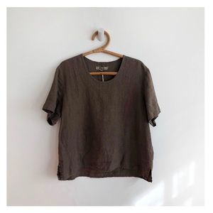 Vintage Flax Brown Linen Top